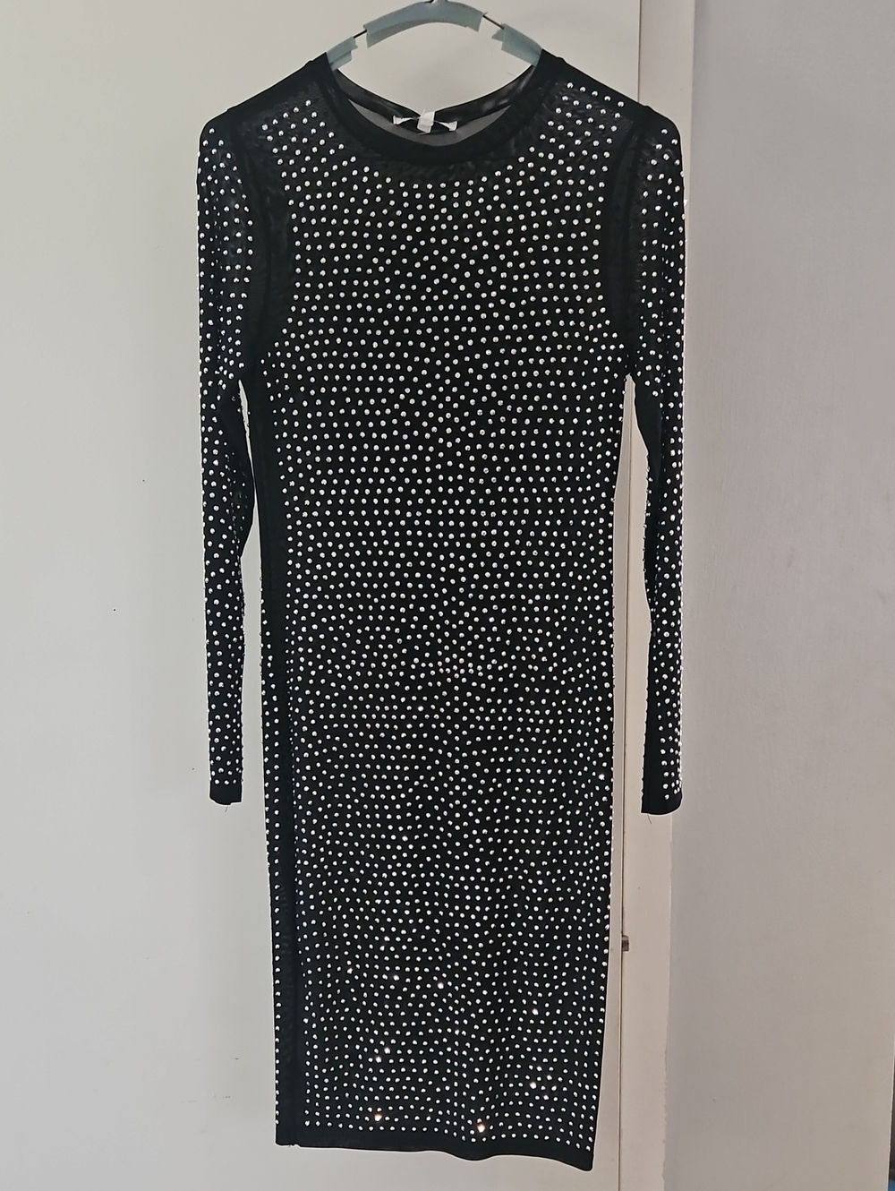 Source Unknown Black Long Sleeve Rhinestone Bodycon Dress